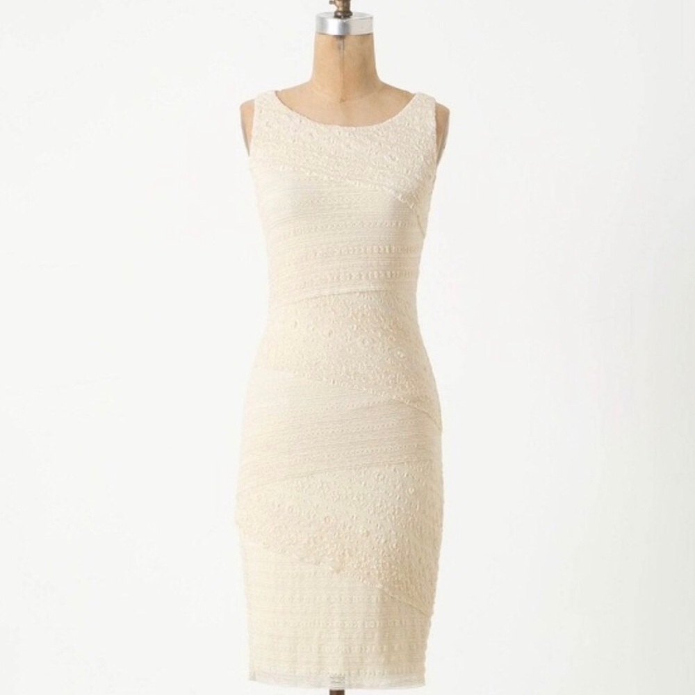 Anthropologie Bailey 44 Cream Tiered Column Dress, size M